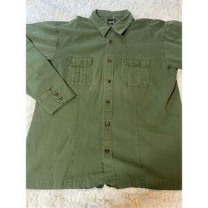 Weekendz off button up military style shirt ripstop army shirt L